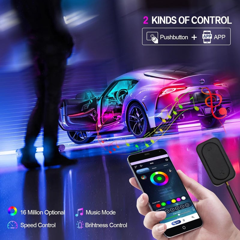 WEBUPAR New Version Dreamcolor Acrylic Car Interior Lights 18 in 1 RGB Car Ambient Lighting Kit APP Control Zoned Control System 252 Color Modes DIY 16 Million Colors Music Sound Active Neon LED Strip Lights - Image 5